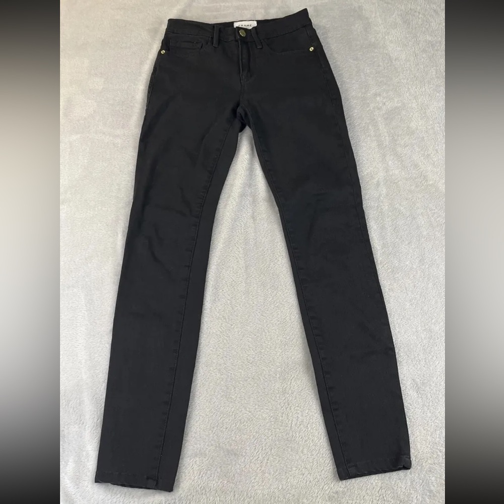 Frame womens black denim skinny jeans size 25